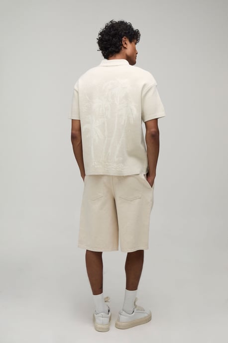 Relaxed Palm Scenic Jacquard Knitted Shirt - Image 2