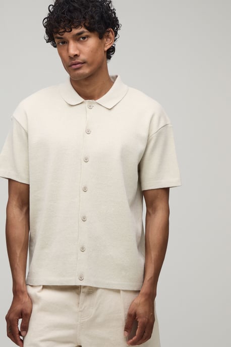 Relaxed Palm Scenic Jacquard Knitted Shirt - Image 3
