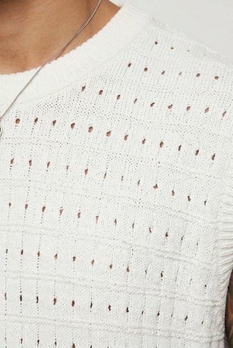 Oversized Open Stitch Cotton Blend Knitted Tank Short Set - Image 3