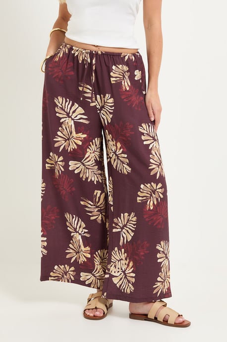 Petite Palm Print Drawstring Trousers - Image 2