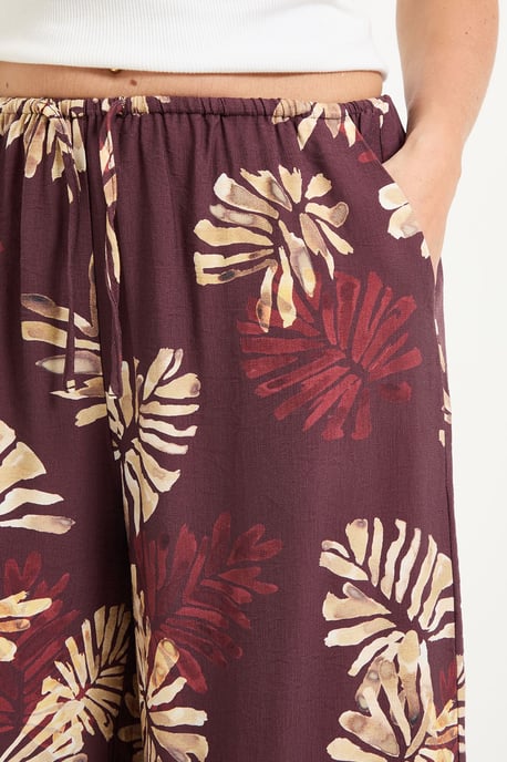 Petite Palm Print Drawstring Trousers - Image 4