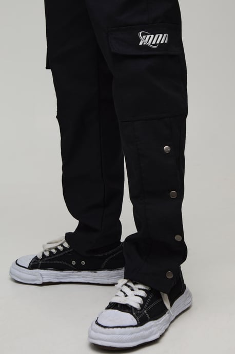 Straight Leg Cargo Popper Hem Ripstop Branded Trouser - Image 3