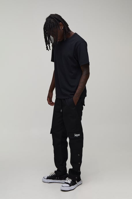 Straight Leg Cargo Popper Hem Ripstop Branded Trouser - Image 4