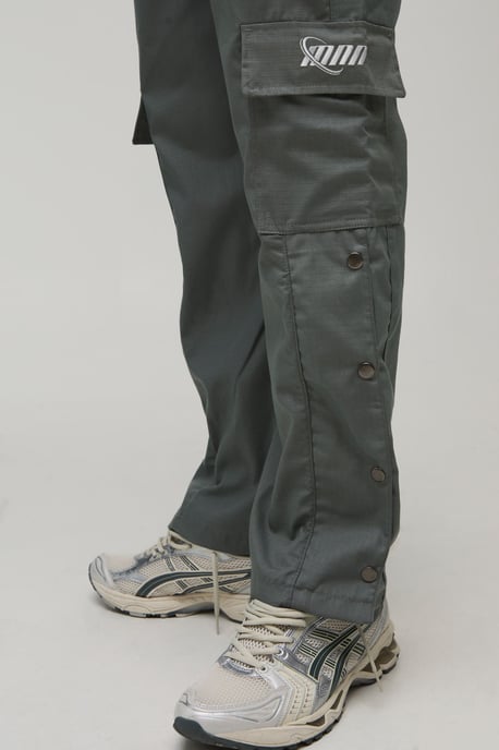Straight Leg Cargo Popper Hem Ripstop Branded Trouser - Image 3