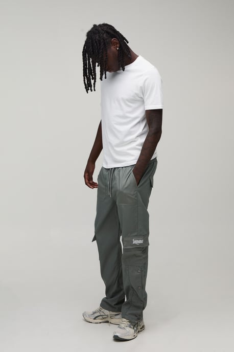 Straight Leg Cargo Popper Hem Ripstop Branded Trouser - Image 4