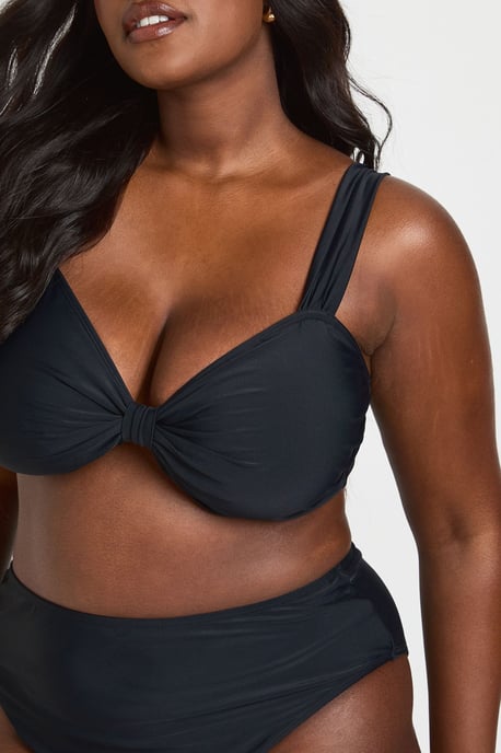 Plus Knot Front Top & High Waist Bottom Bikini Set - Image 4