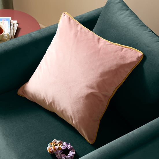 Furn Meridian Velvet Feather Filled Cushion, Blush/Gold - Image 1