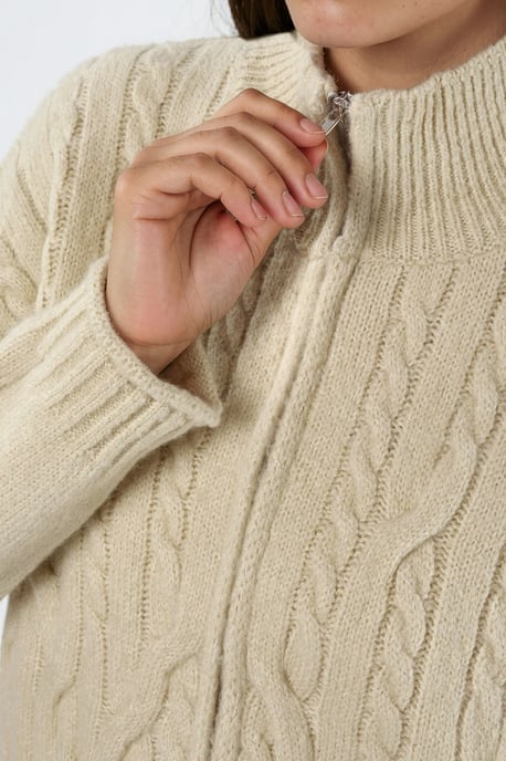 Half Col Kabelbrei Vest met Rits - Image 2