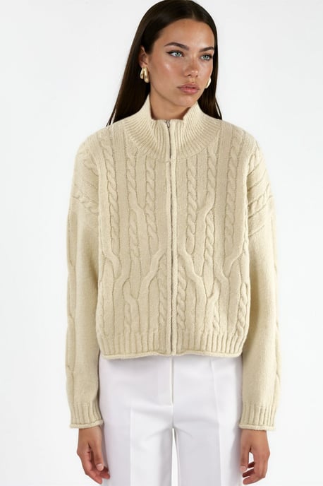 Half Col Kabelbrei Vest met Rits - Image 5