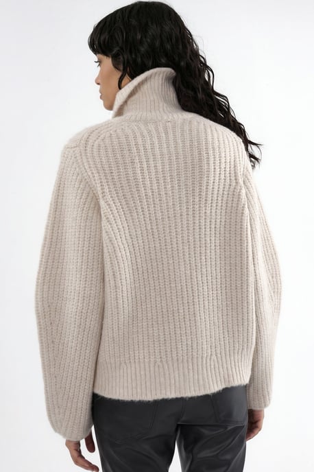 Thick Textured Turtleneck Zip-Up Cardigan - Image 4