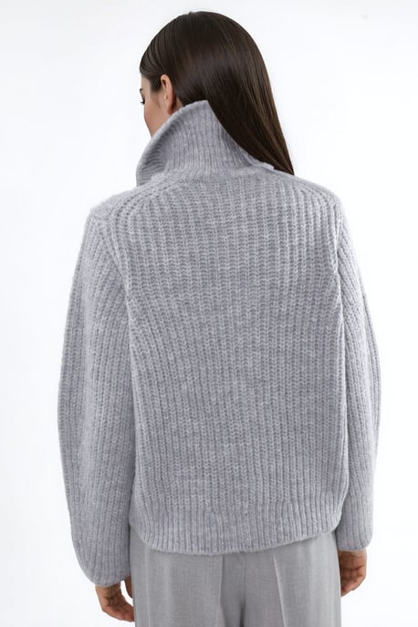 Thick Textured Turtleneck Zip-Up Cardigan - Image 3