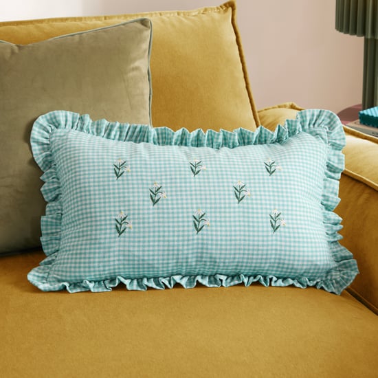 furn. Les Petite Fleurs Gingham Ruffle Cushions - Image 1