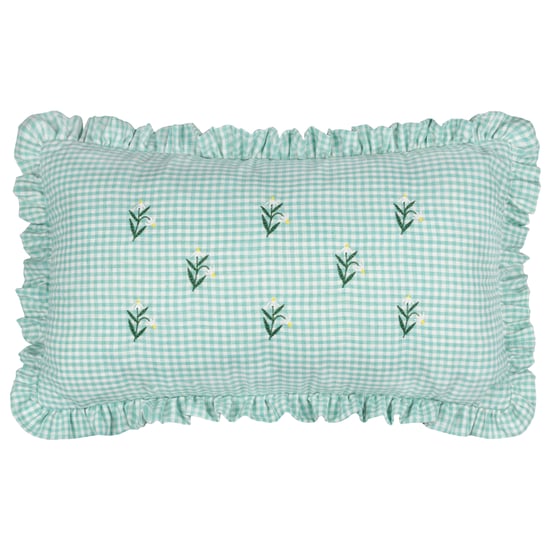 Furn Les Petite Fleurs Gingham Ruffle Polyester Filled Cushion - Image 2