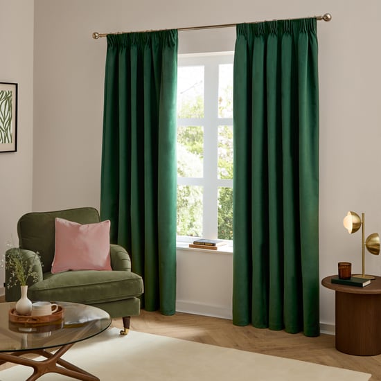 Furn The Ultimate Velvet Pencil Pleat Curtain Pair, Emerald - Image 2