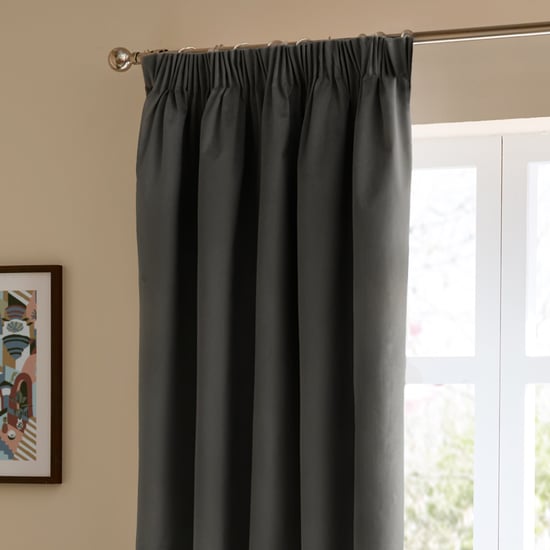 Furn The Ultimate Velvet Blackout Pencil Pleat Curtain Pair, Charcoal - Image 5