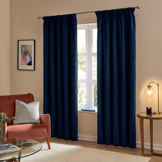 Furn The Ultimate Velvet Blackout Pencil Pleat Curtain Pair, Royal - Image 2