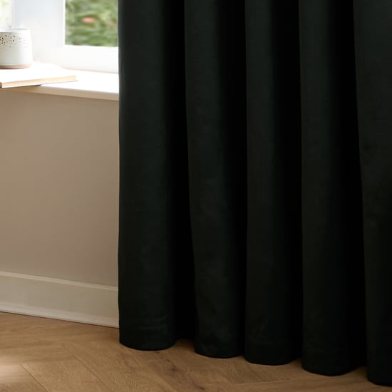 Furn The Ultimate Velvet Pencil Pleat Curtain Pair, Black - Image 5