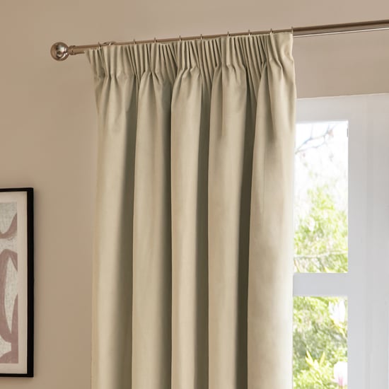Furn The Ultimate Velvet Pencil Pleat Curtain Pair, Natural - Image 4