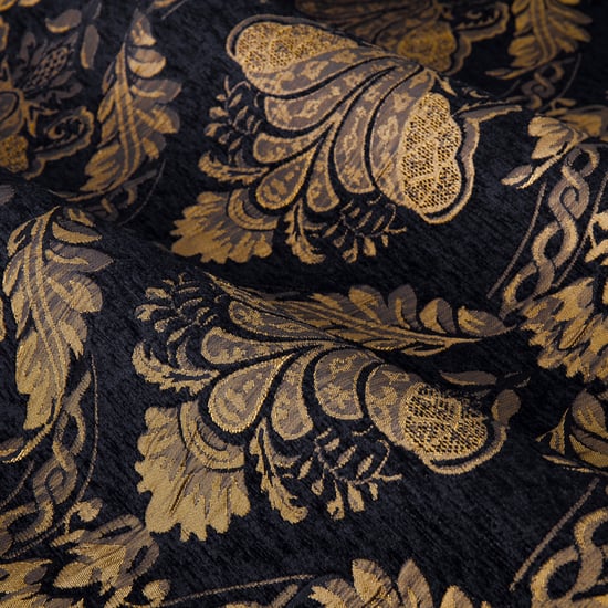 Paoletti Shiraz Floral Pencil Pleat Curtain Pair, Black - Image 5