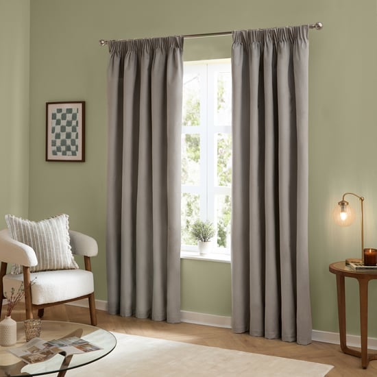 Furn The Ultimate Velvet Pencil Pleat Curtain Pair, Silver - Image 2