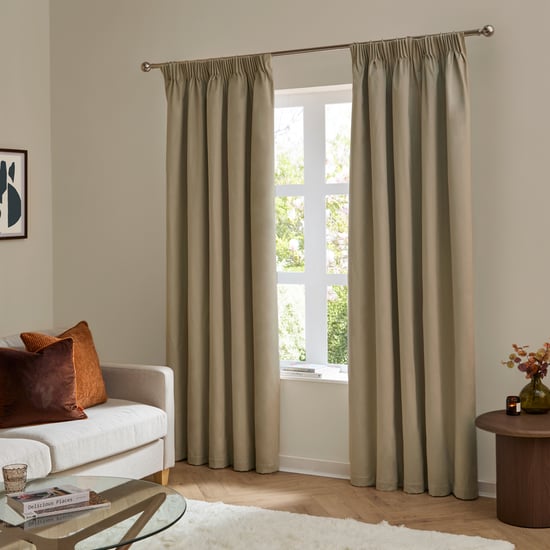 Furn The Ultimate Velvet Blackout Pencil Pleat Curtain Pair, Mocha - Image 2
