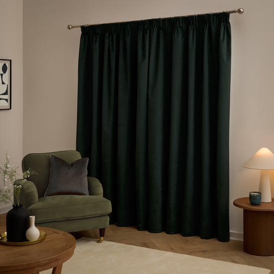 Furn The Ultimate Velvet Blackout Pencil Pleat Curtain Pair, Black - Image 3