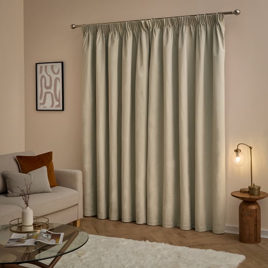 Furn The Ultimate Velvet Blackout Pencil Pleat Curtain Pair, Natural - Image 3