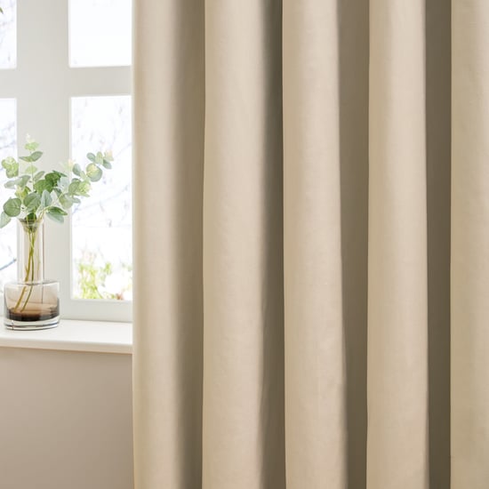 Furn The Ultimate Velvet Blackout Pencil Pleat Curtain Pair, Natural - Image 4