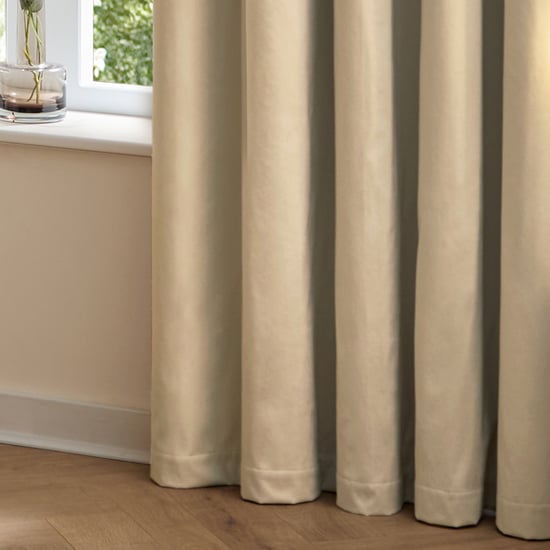 Furn The Ultimate Velvet Blackout Pencil Pleat Curtain Pair, Natural - Image 5