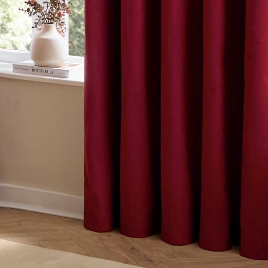 Furn The Ultimate Velvet Blackout Pencil Pleat Curtain Pair, Burgundy - Image 6