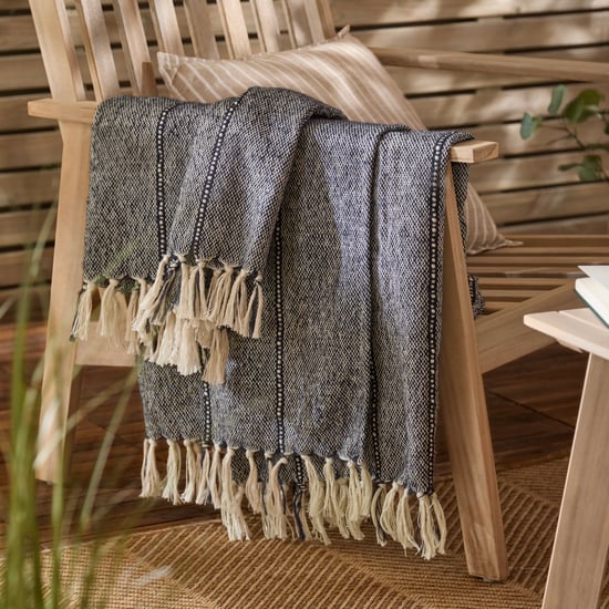 Yard Hedon Woven Indoor/Outdoor Throw, Navy - Image 1
