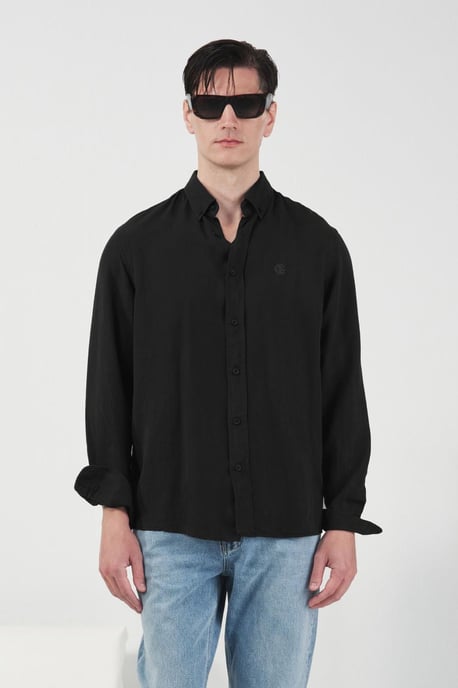 Regular fit knäppbar långärmad Tencel-skjorta - Image 1