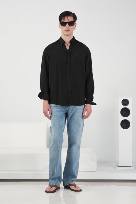 Regular fit knäppbar långärmad Tencel-skjorta - Image 4