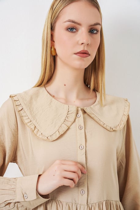Maxi-jurk met babykraag en knoopsluiting - Image 2