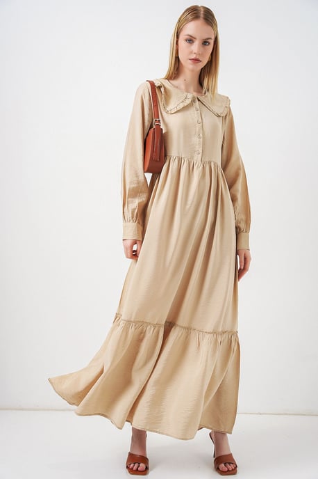 Maxi-jurk met babykraag en knoopsluiting - Image 3