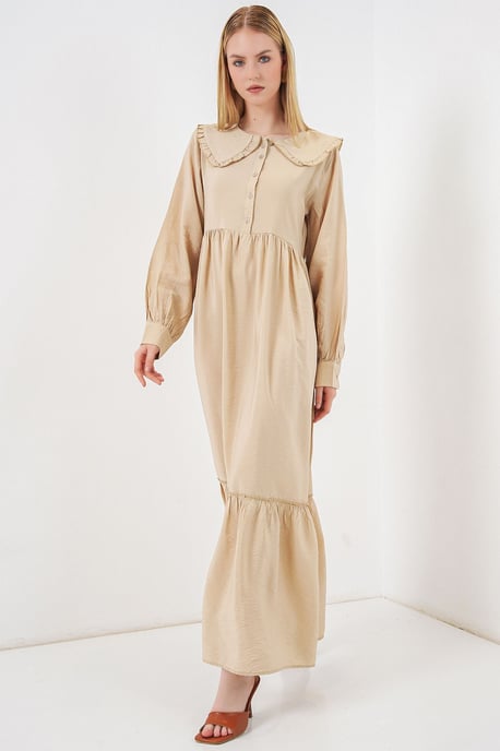 Maxi-jurk met babykraag en knoopsluiting - Image 4