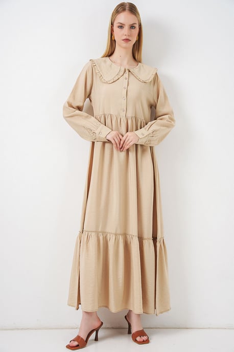 Maxi-jurk met babykraag en knoopsluiting - Image 5