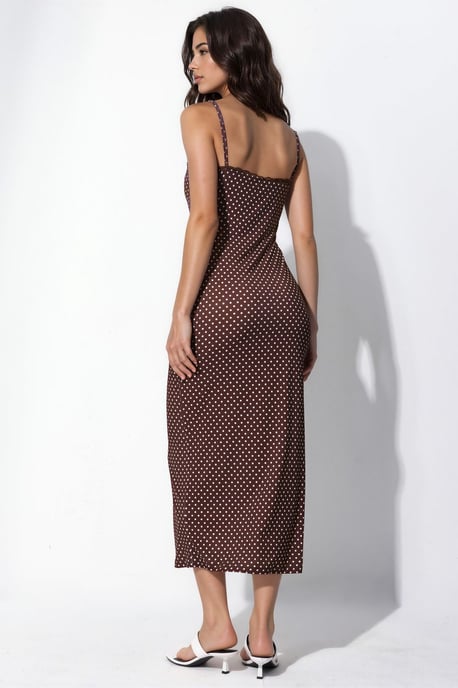 Kant Gedetailleerde Polka Dot Sandy Midi Jurk - Image 3