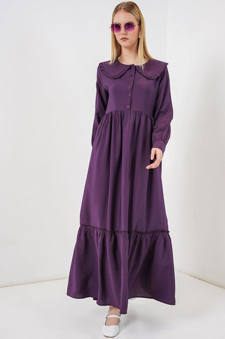 Maxi-jurk met babykraag en knoopsluiting - Image 3