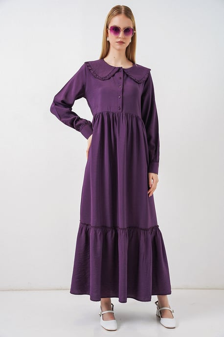 Maxi-jurk met babykraag en knoopsluiting - Image 4