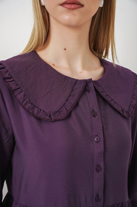 Maxi-jurk met babykraag en knoopsluiting - Image 5