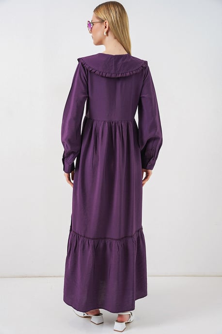 Maxi-jurk met babykraag en knoopsluiting - Image 6