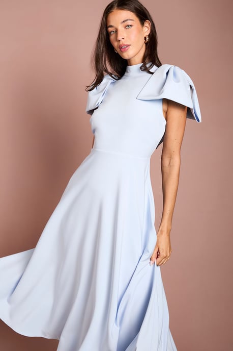 Bow Shoulder Crepe Midi Dress - Image 2