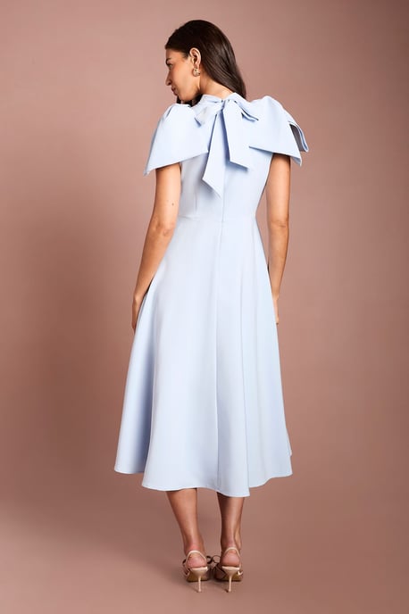 Bow Shoulder Crepe Midi Dress - Image 3