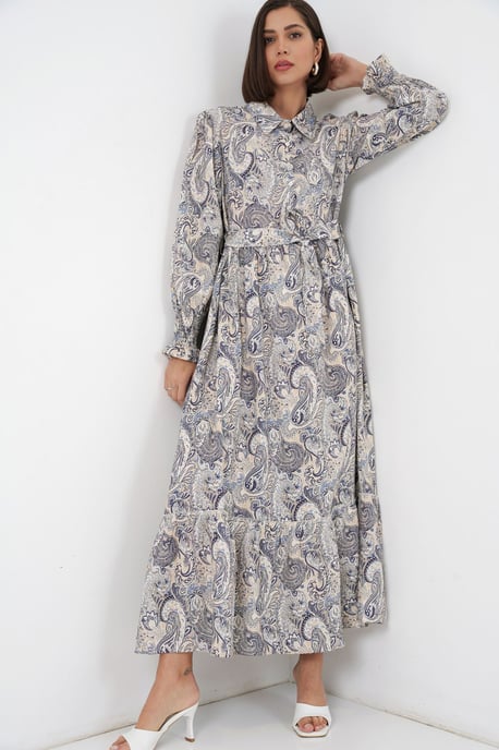 Paisley Bälte Midi Skjortklänning - Image 1