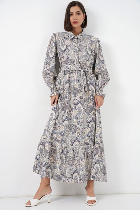 Paisley Bälte Midi Skjortklänning - Image 4