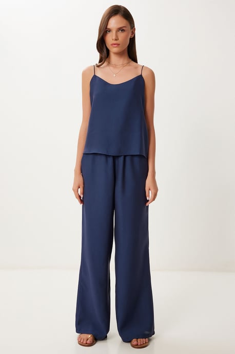 V-Neck Sleeveless Two-Piece Coord Set with Wide Leg Pants - Image 3