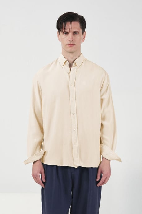 Långärmad knäppt Tencel-skjorta - Image 1