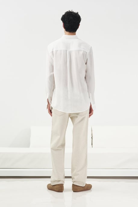 Solid Button-Up Tencel Shirt - Image 3