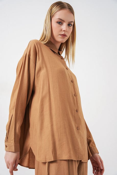 Textured Button-Up Long Sleeve Shirt - Image 4